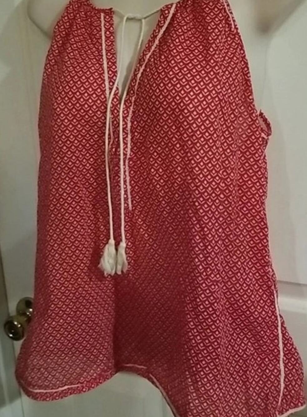 Joe Fresh Red White Print Cotton Tank Top, Women's size S